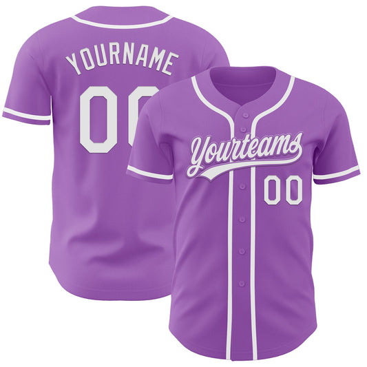 Custom Medium Purple White Authentic Baseball Jersey - Main View