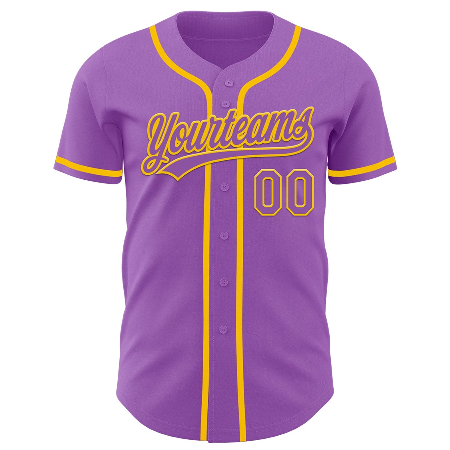 Custom Medium Purple Yellow Authentic Baseball Jersey view 2