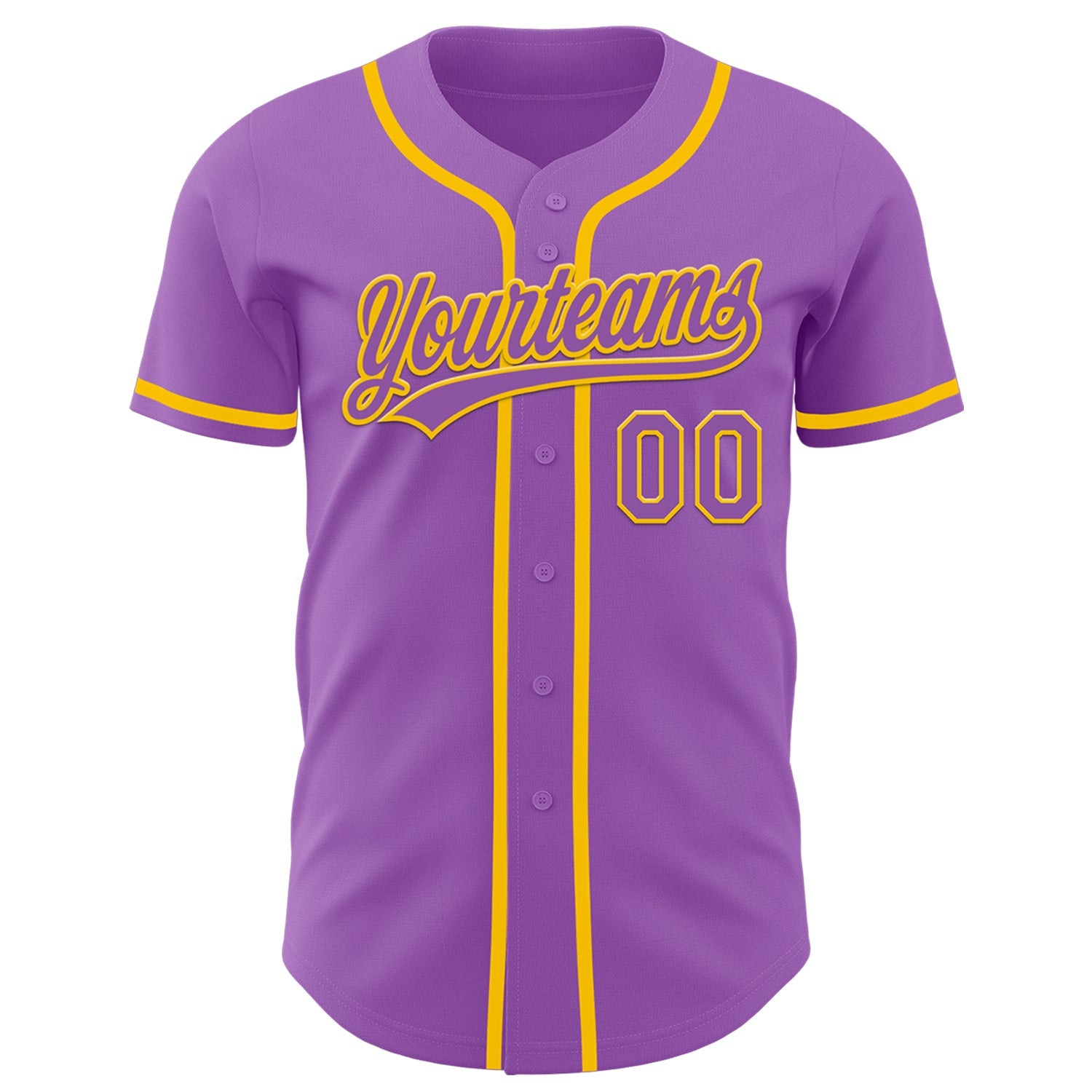 Custom Medium Purple Yellow Authentic Baseball Jersey view 2