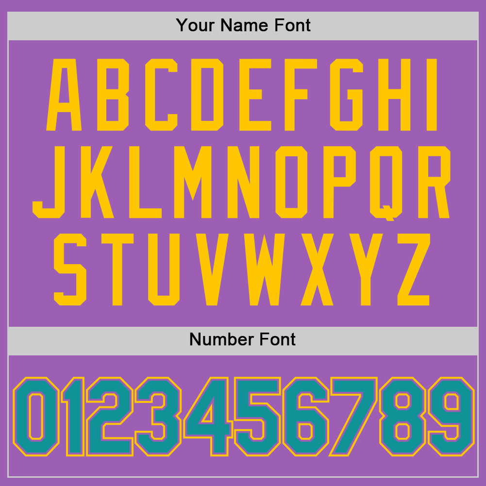 Custom Medium Purple Teal-Yellow Authentic Baseball Jersey view 5