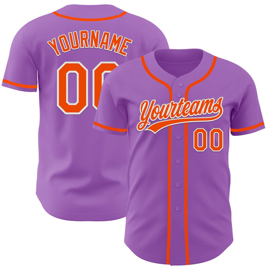 Custom Medium Purple Orange-White Authentic Baseball Jersey - Main View