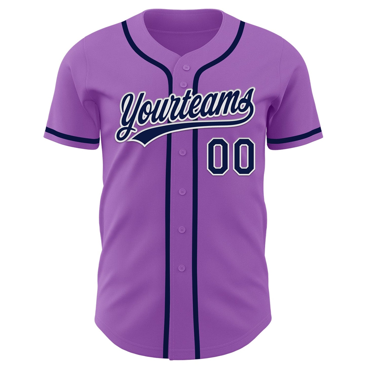 Custom Medium Purple Navy-White Authentic Baseball Jersey view 3