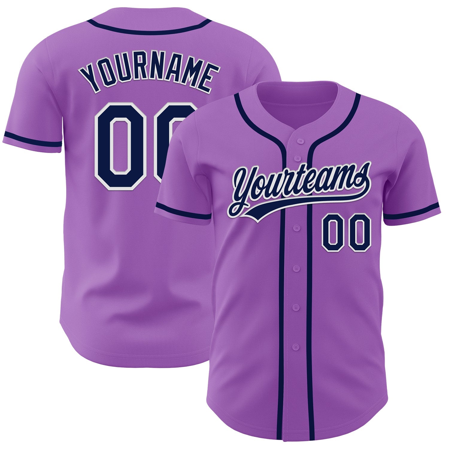 Custom Medium Purple Navy-White Authentic Baseball Jersey - Main View
