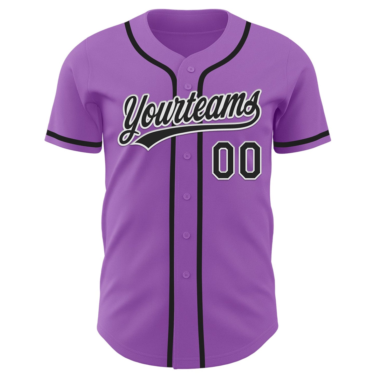 Custom Medium Purple Black-White Authentic Baseball Jersey view 2