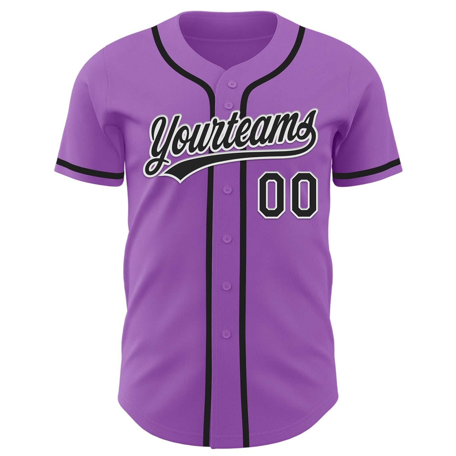 Custom Medium Purple Black-White Authentic Baseball Jersey view 2