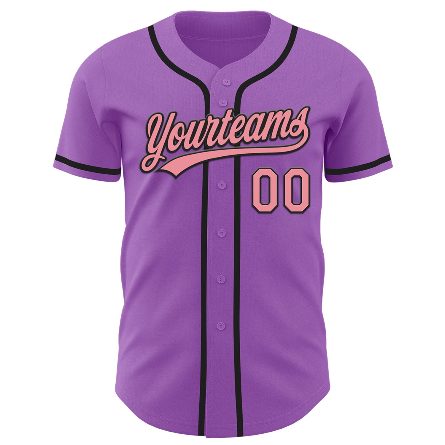 Custom Medium Purple Medium Pink-Black Authentic Baseball Jersey view 2