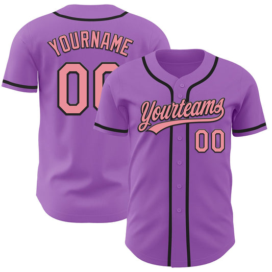 Custom Medium Purple Medium Pink-Black Authentic Baseball Jersey - Main View