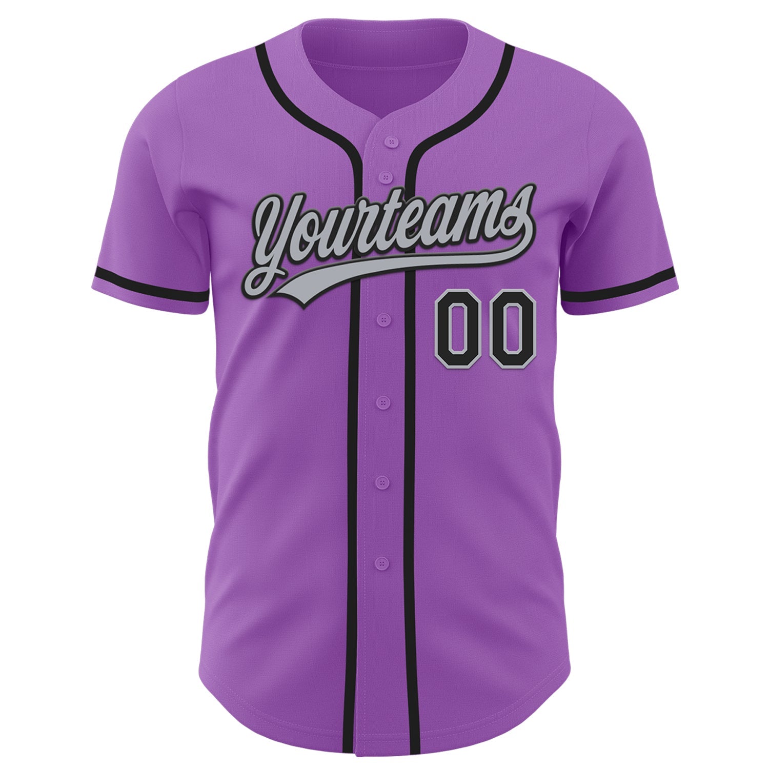 Custom Medium Purple Black-Gray Authentic Baseball Jersey view 2