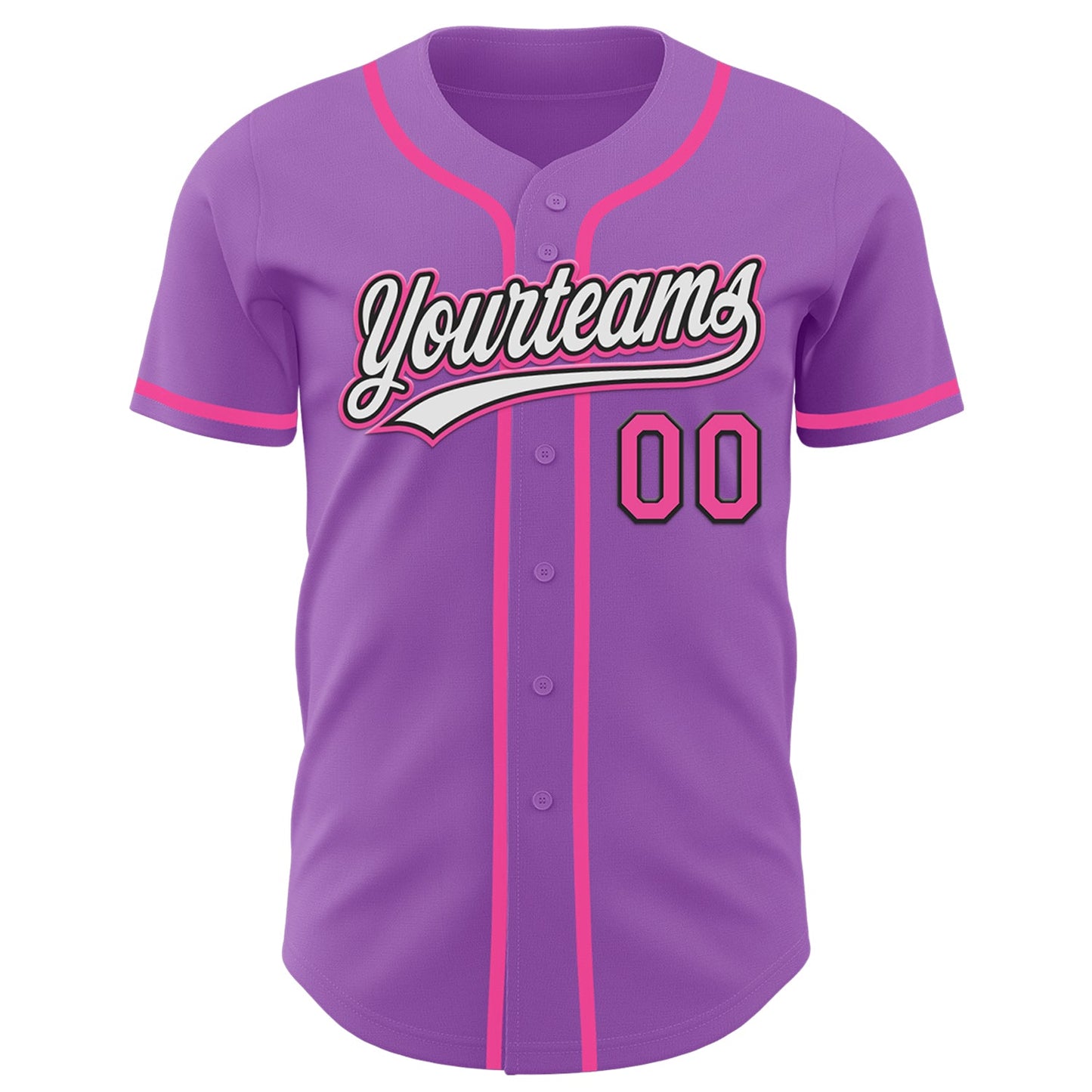 Custom Medium Purple Pink-Black Authentic Baseball Jersey view 2