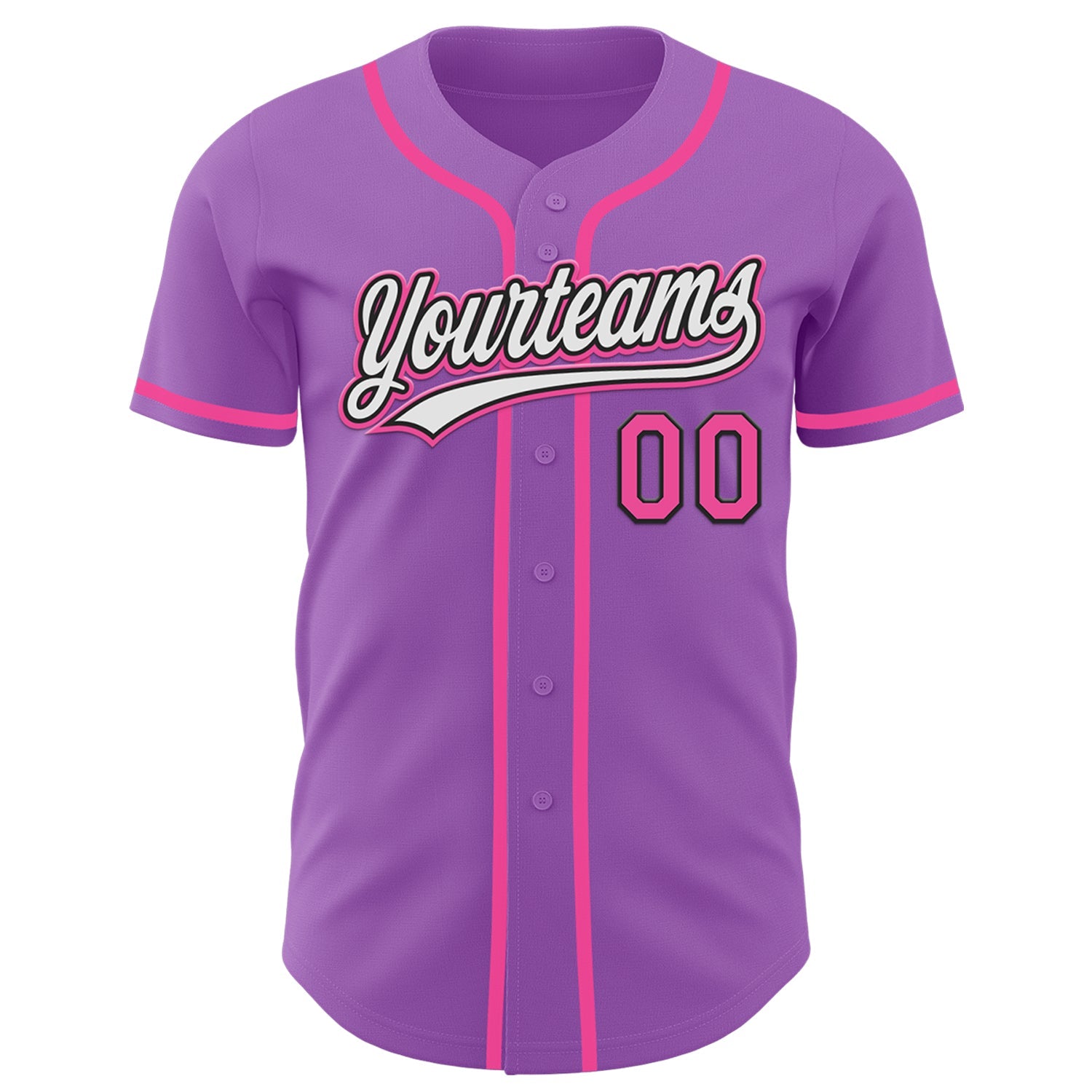 Custom Medium Purple Pink-Black Authentic Baseball Jersey view 2