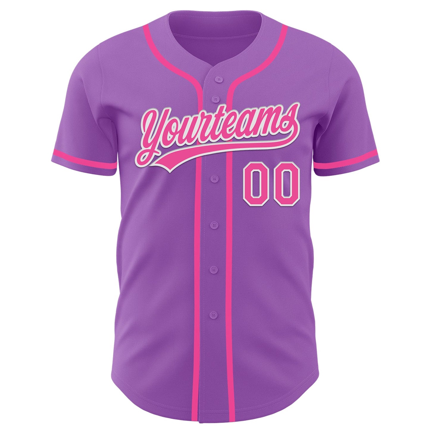 Custom Medium Purple Pink-White Authentic Baseball Jersey view 2