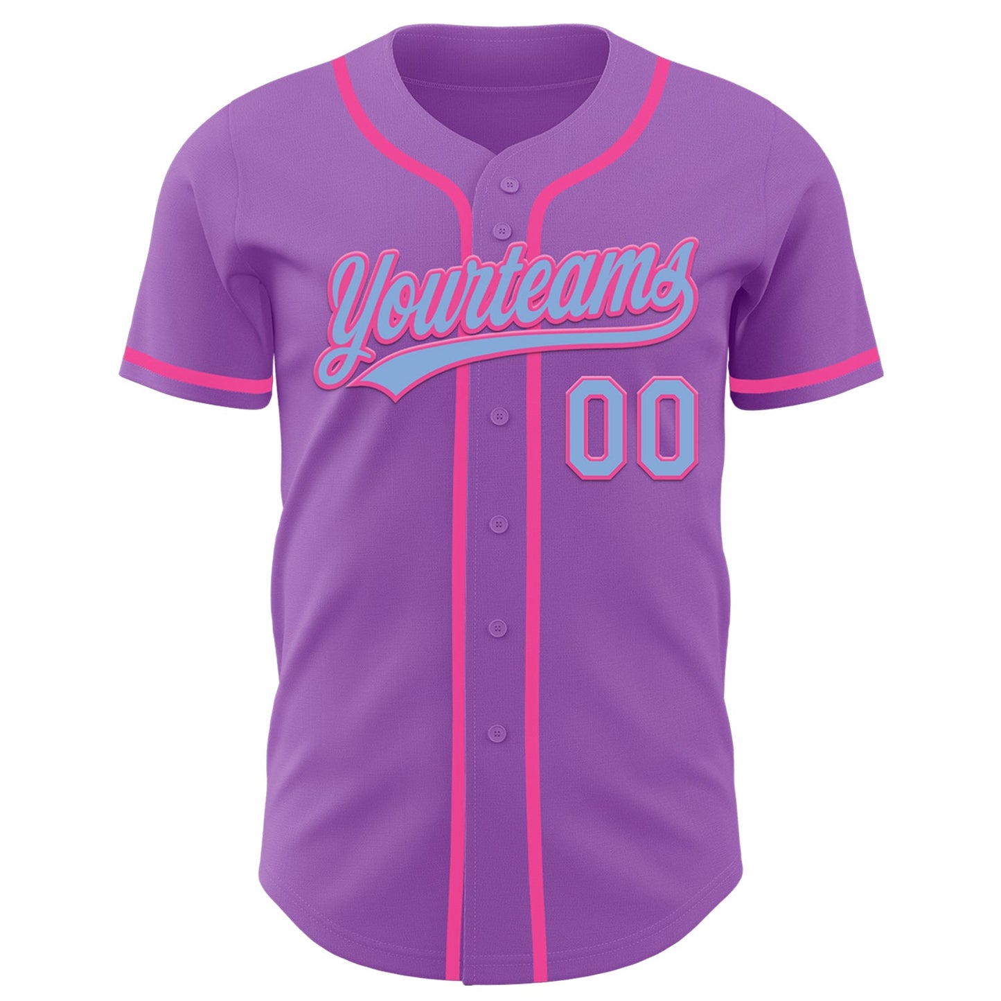 Custom Medium Purple Light Blue-Pink Authentic Baseball Jersey view 2