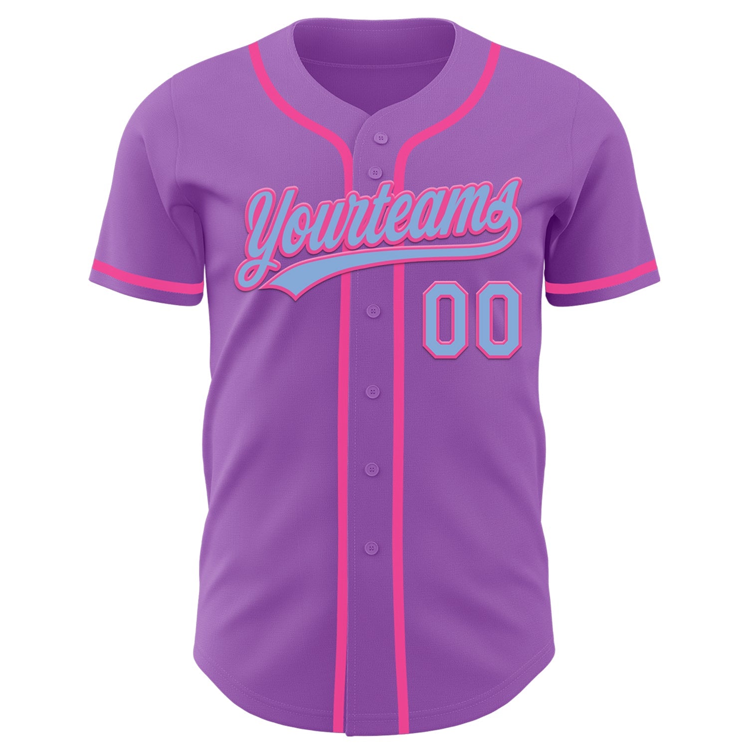 Custom Medium Purple Light Blue-Pink Authentic Baseball Jersey view 2