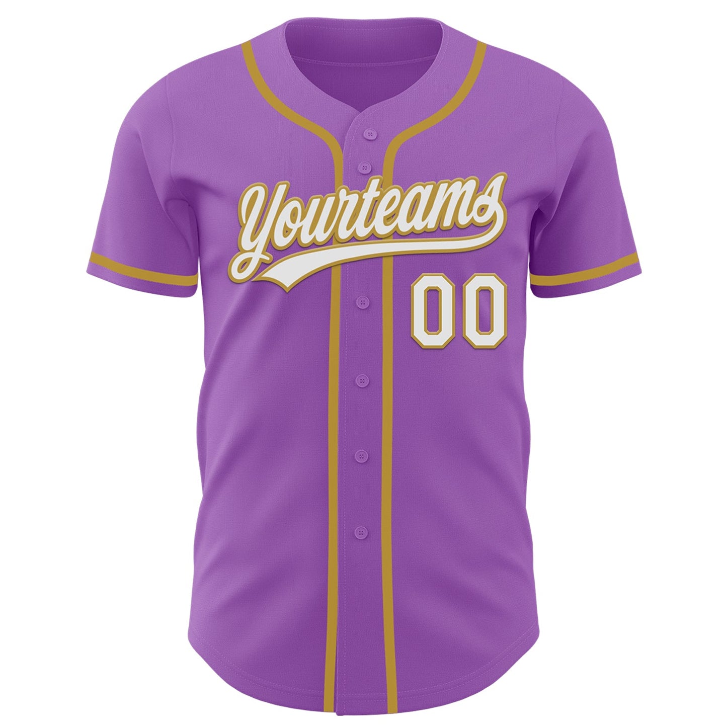 Custom Medium Purple White-Old Gold Authentic Baseball Jersey view 2