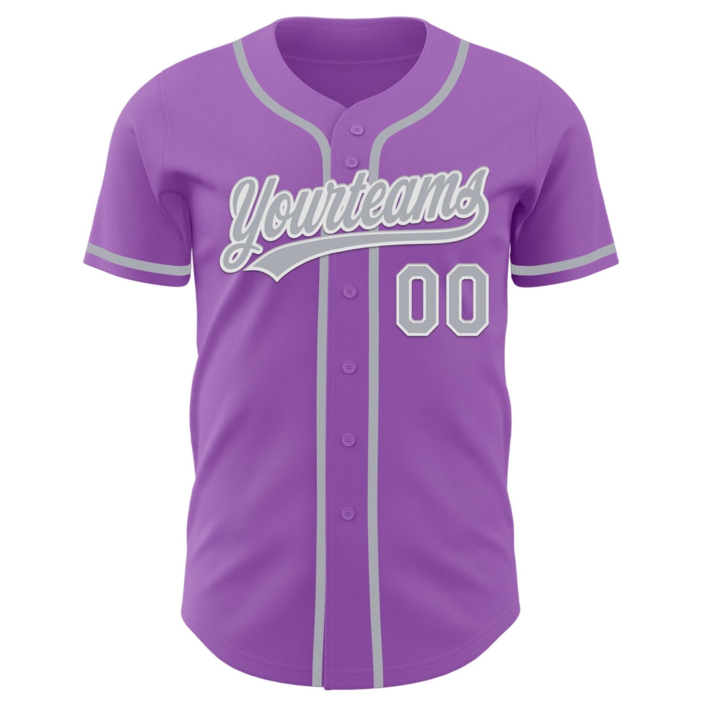 Custom Medium Purple Gray-White Authentic Baseball Jersey view 2