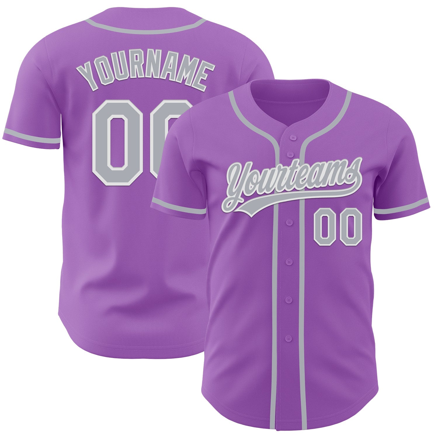 Custom Medium Purple Gray-White Authentic Baseball Jersey - Main View
