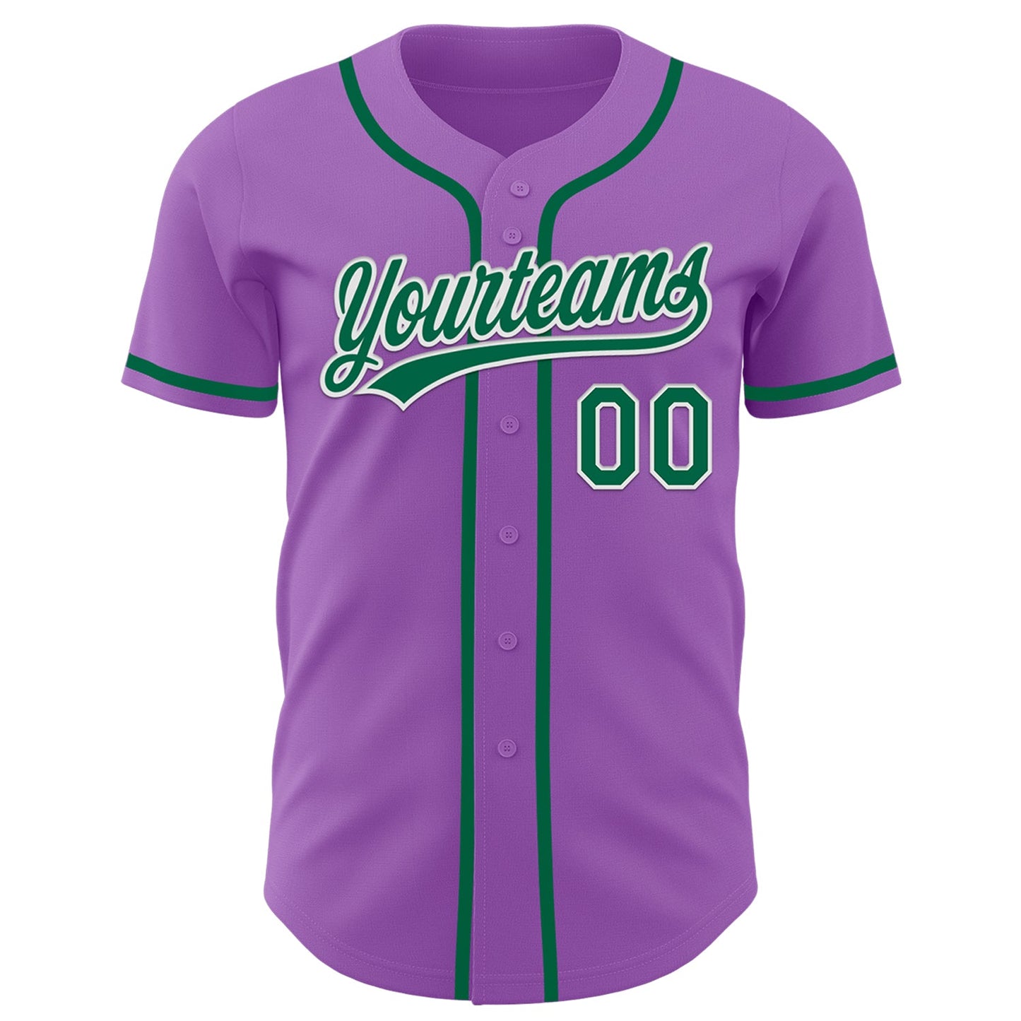 Custom Medium Purple Kelly Green-White Authentic Baseball Jersey view 2