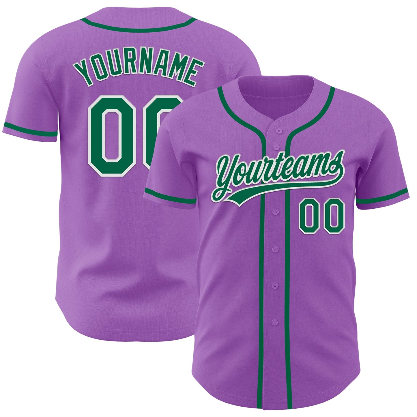 Custom Medium Purple Kelly Green-White Authentic Baseball Jersey - Main View