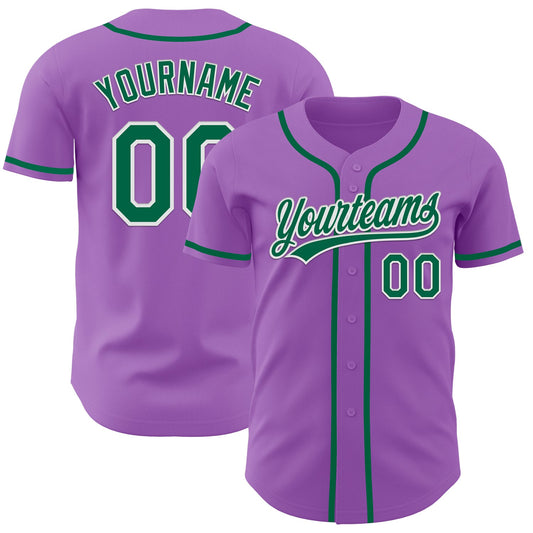 Custom Medium Purple Kelly Green-White Authentic Baseball Jersey - Main View