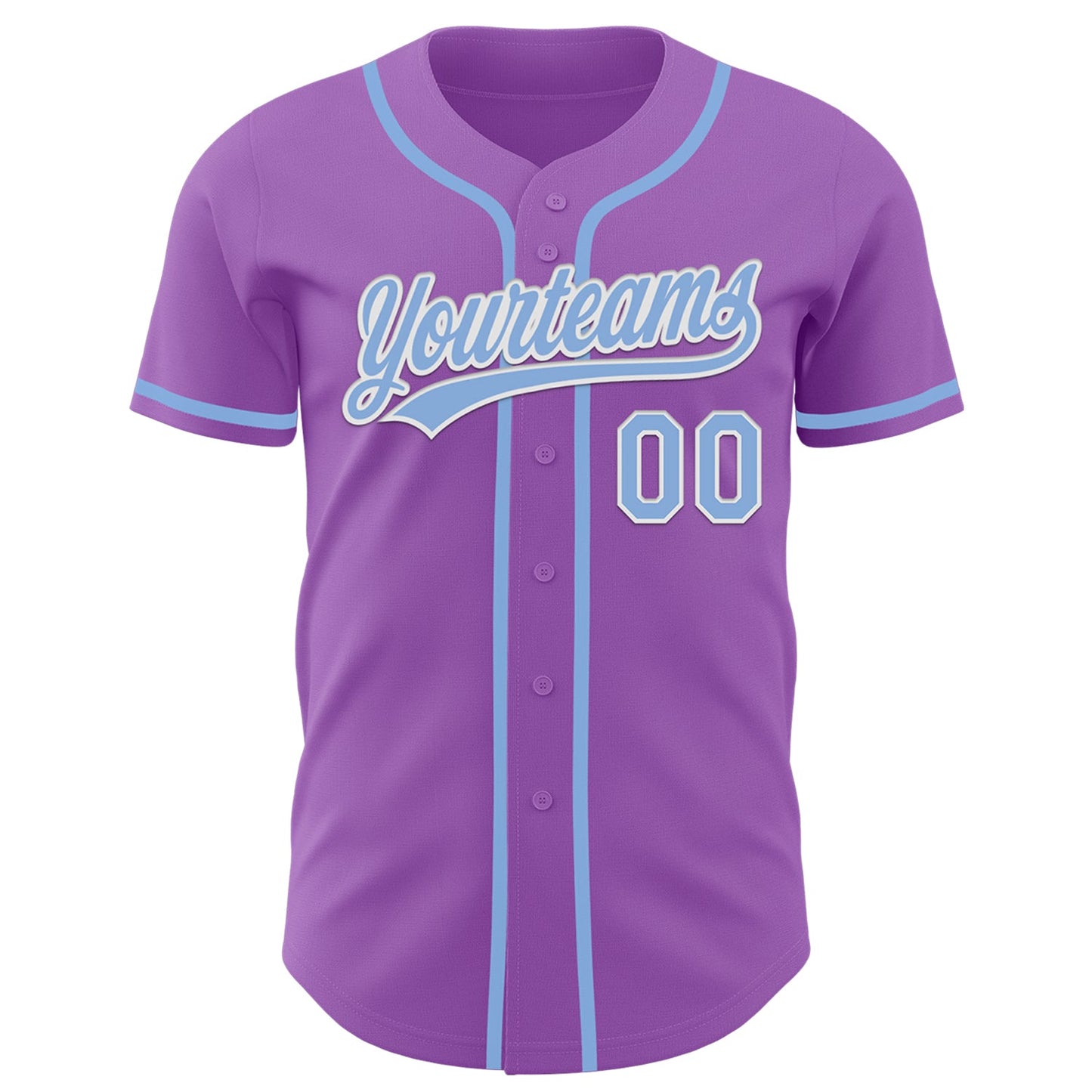 Custom Medium Purple Light Blue-White Authentic Baseball Jersey view 2