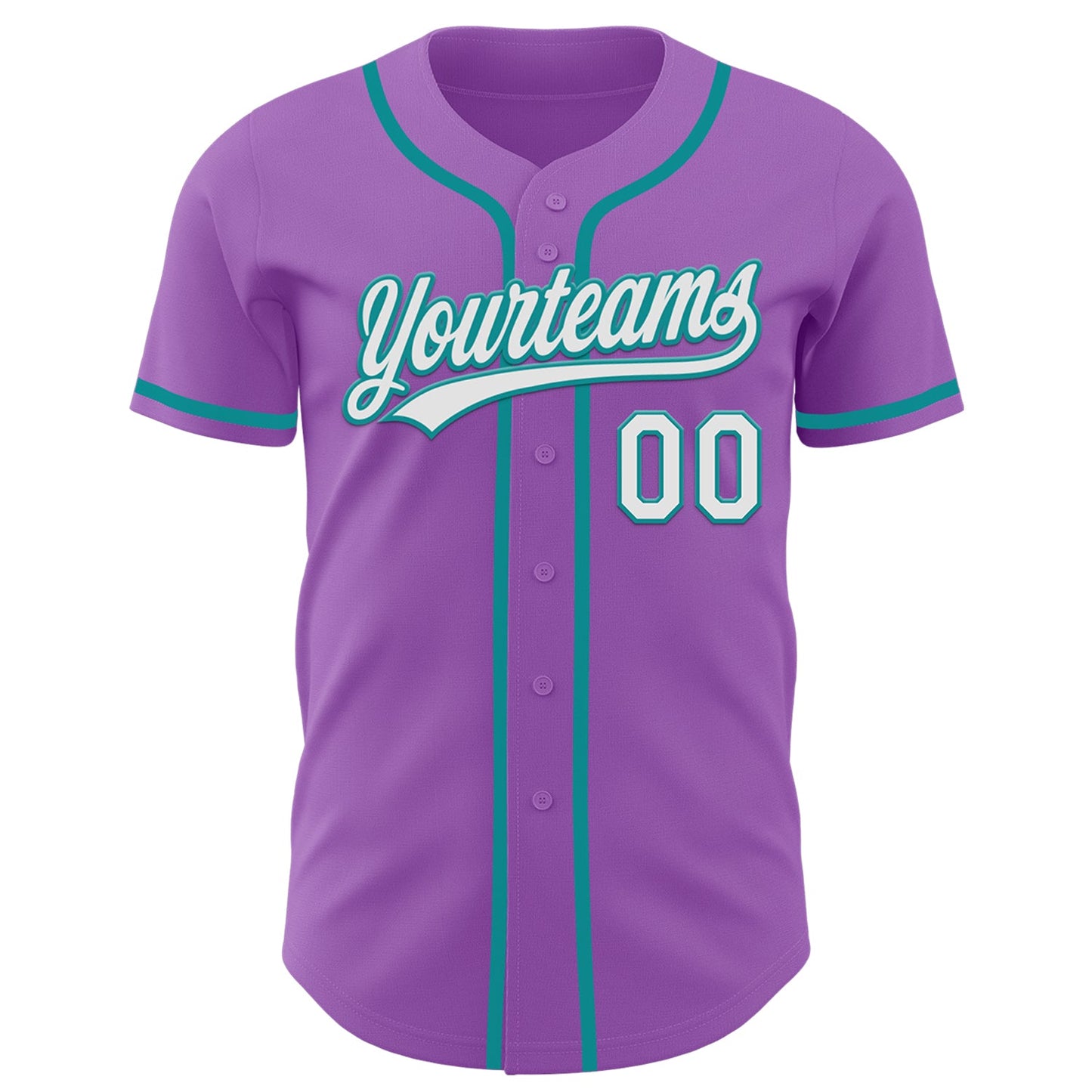 Custom Medium Purple White-Teal Authentic Baseball Jersey view 2