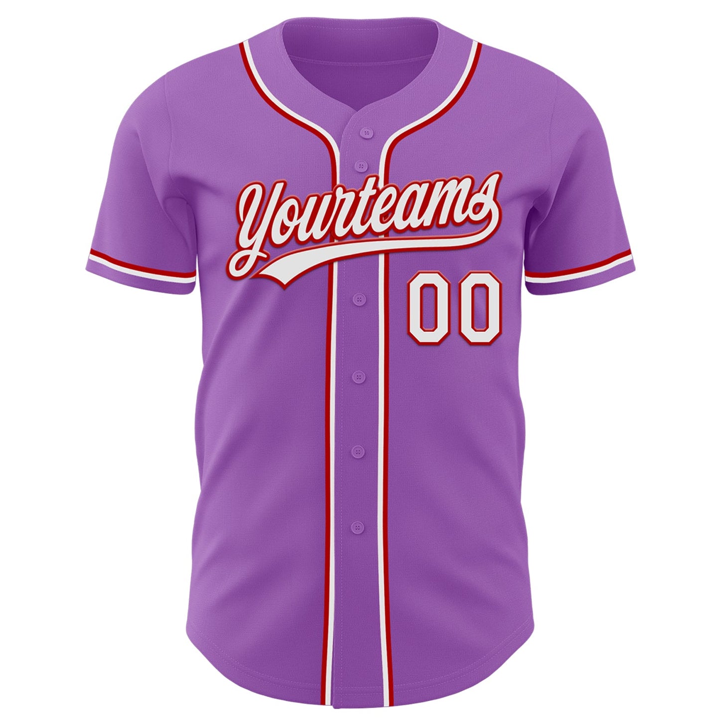Custom Medium Purple White-Red Authentic Baseball Jersey view 2