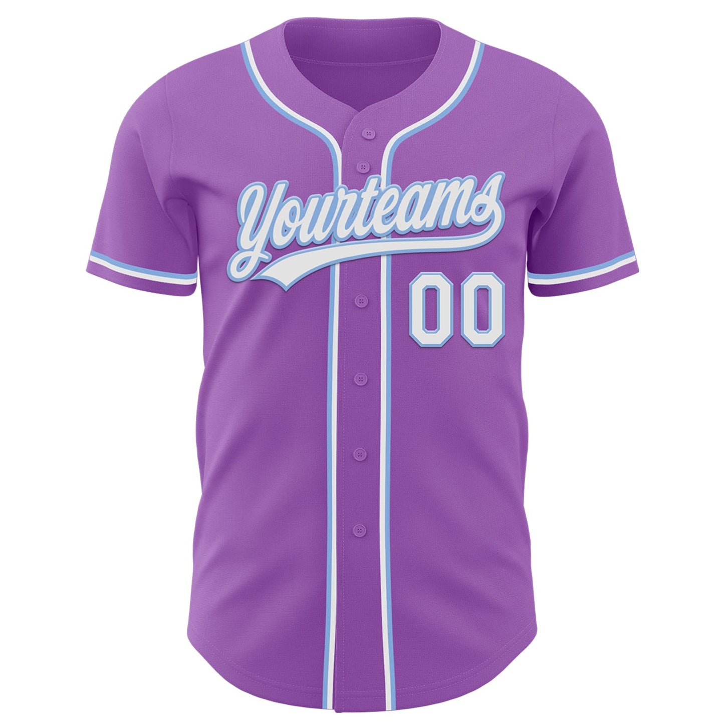 Custom Medium Purple White-Light Blue Authentic Baseball Jersey view 2