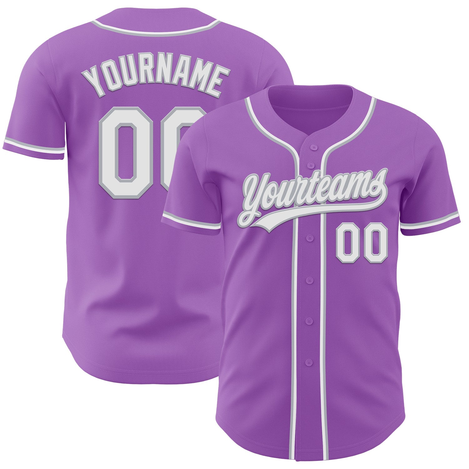 Custom Medium Purple White-Gray Authentic Baseball Jersey - Main View