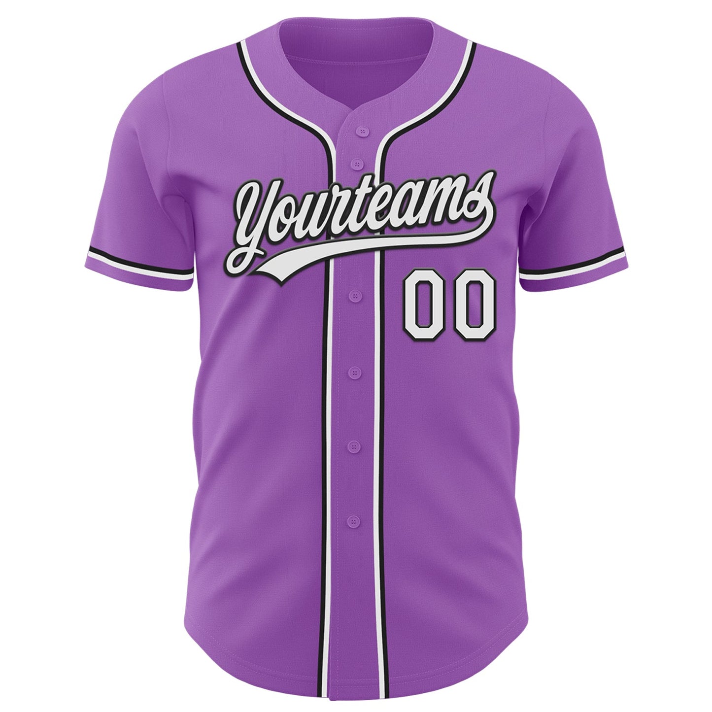 Custom Medium Purple White-Black Authentic Baseball Jersey view 2