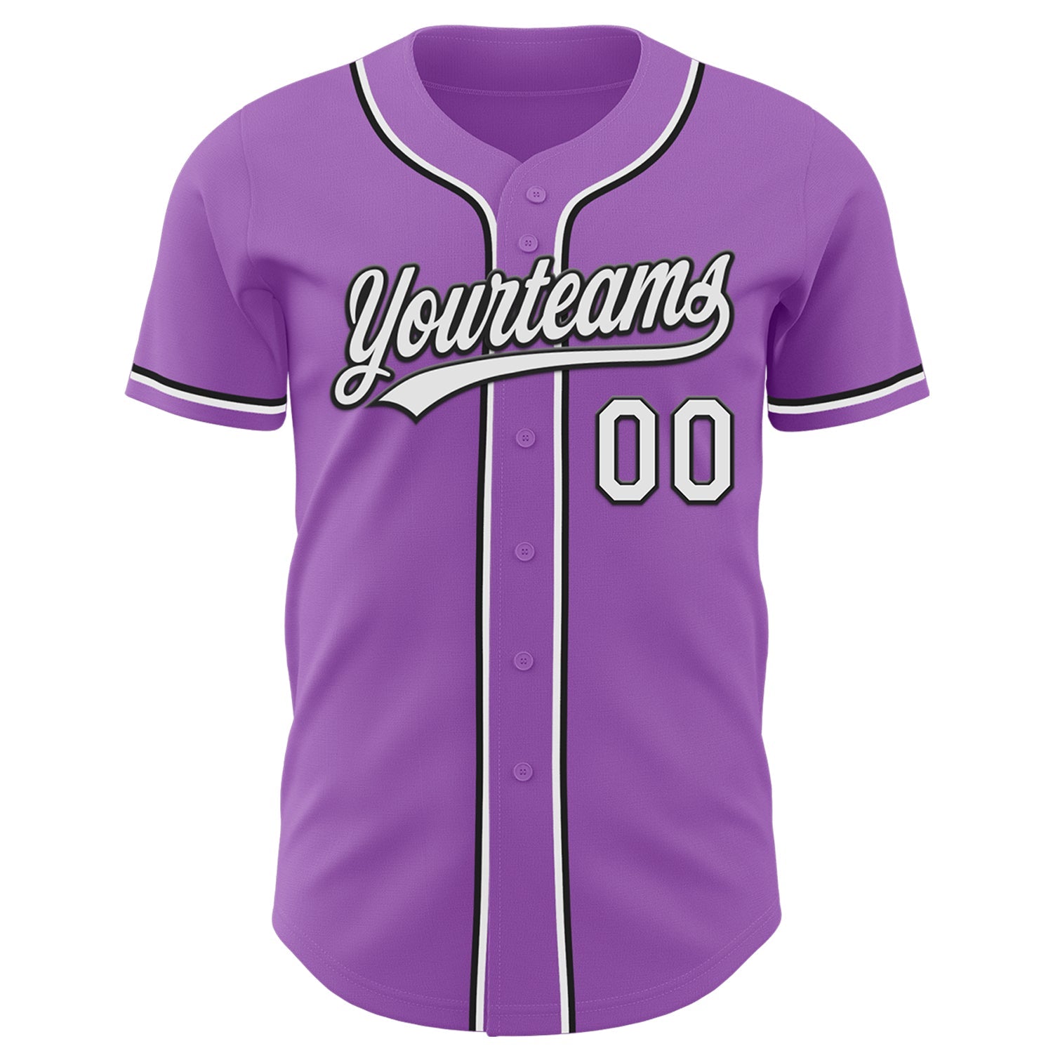 Custom Medium Purple White-Black Authentic Baseball Jersey view 2