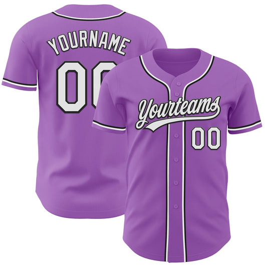 Custom Medium Purple White-Black Authentic Baseball Jersey - Main View