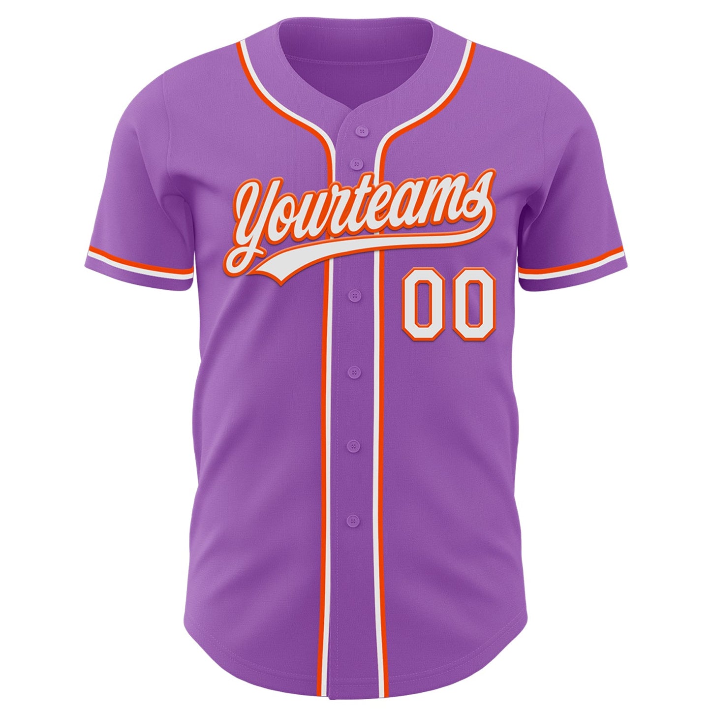 Custom Medium Purple White-Orange Authentic Baseball Jersey view 2