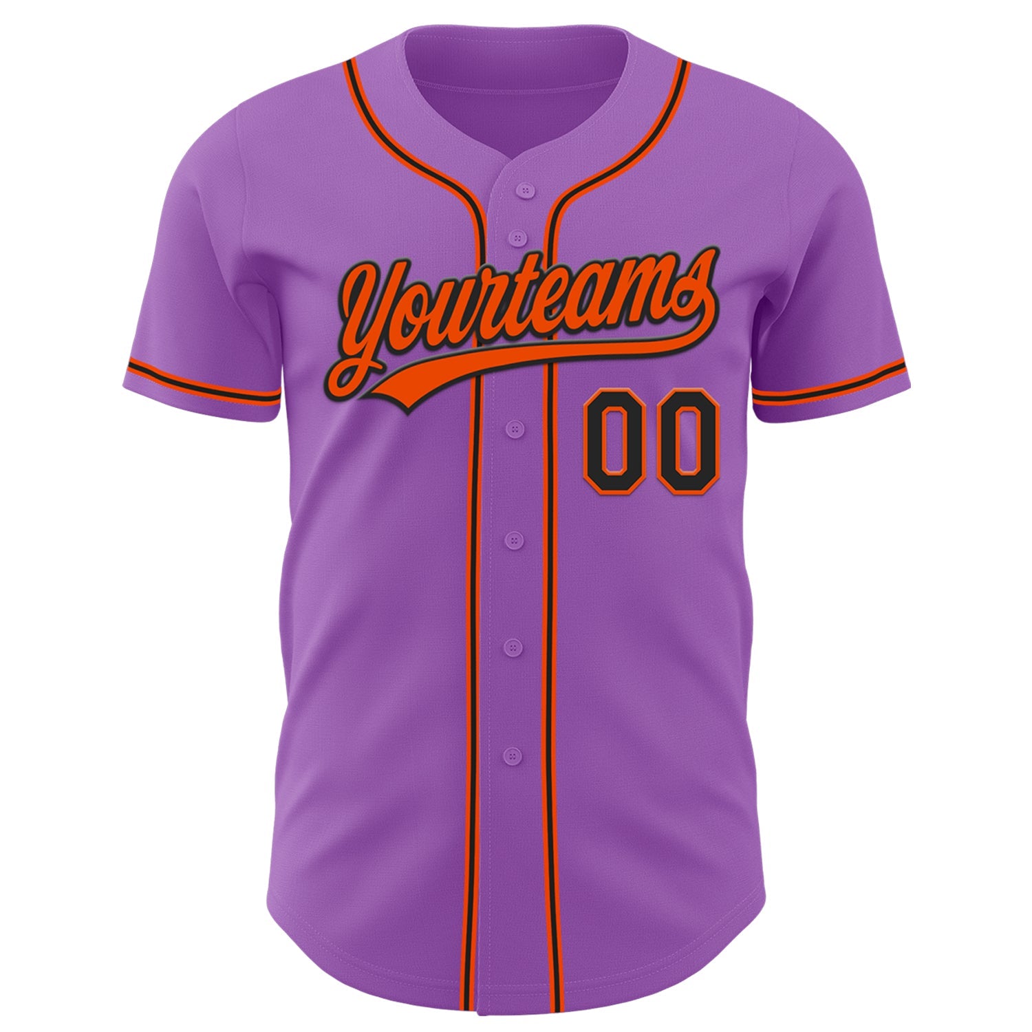 Custom Medium Purple Black-Orange Authentic Baseball Jersey view 2