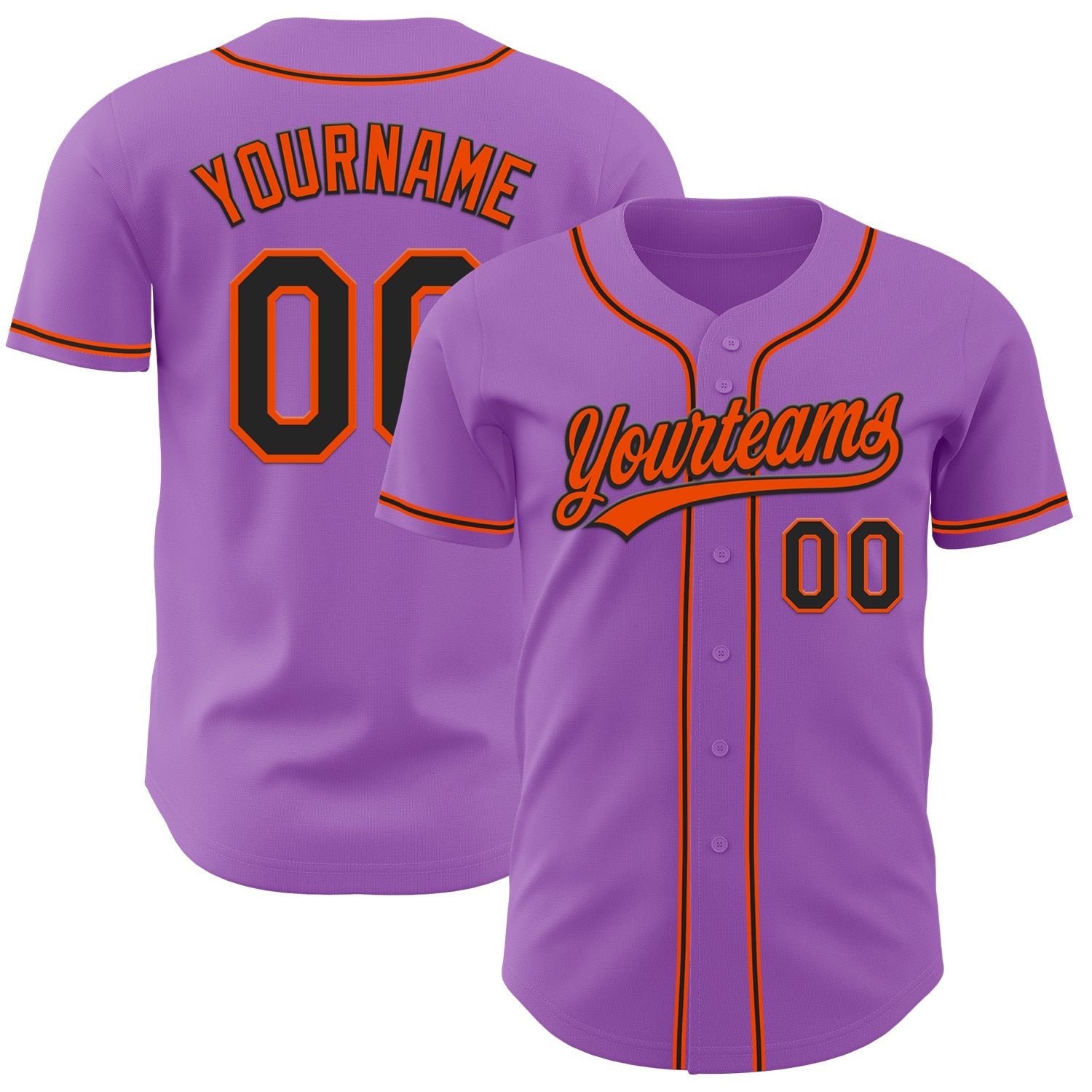 Custom Medium Purple Black-Orange Authentic Baseball Jersey - Main View