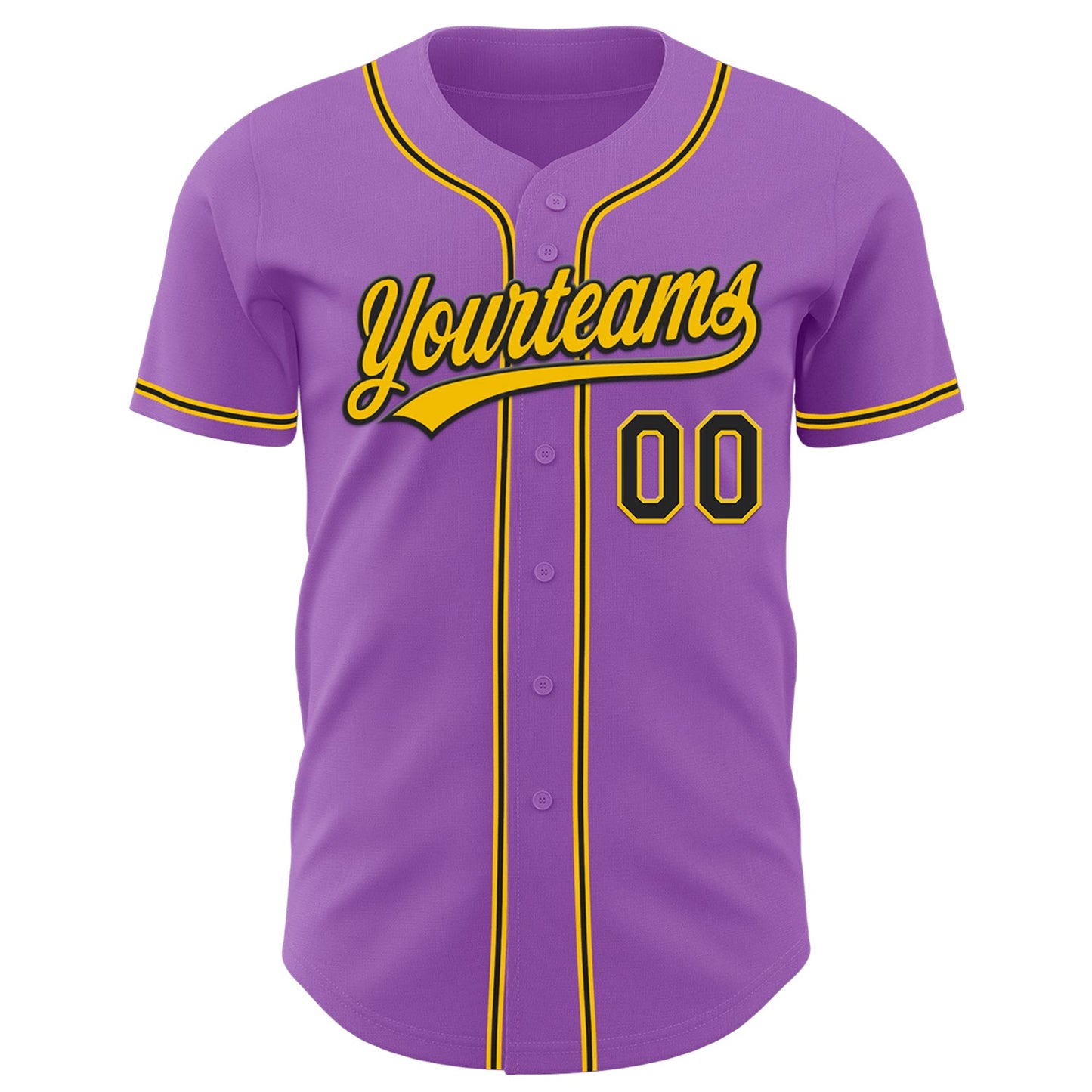 Custom Medium Purple Black-Yellow Authentic Baseball Jersey view 2