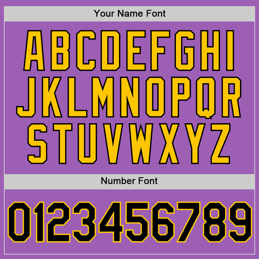 Custom Medium Purple Black-Yellow Authentic Baseball Jersey view 5