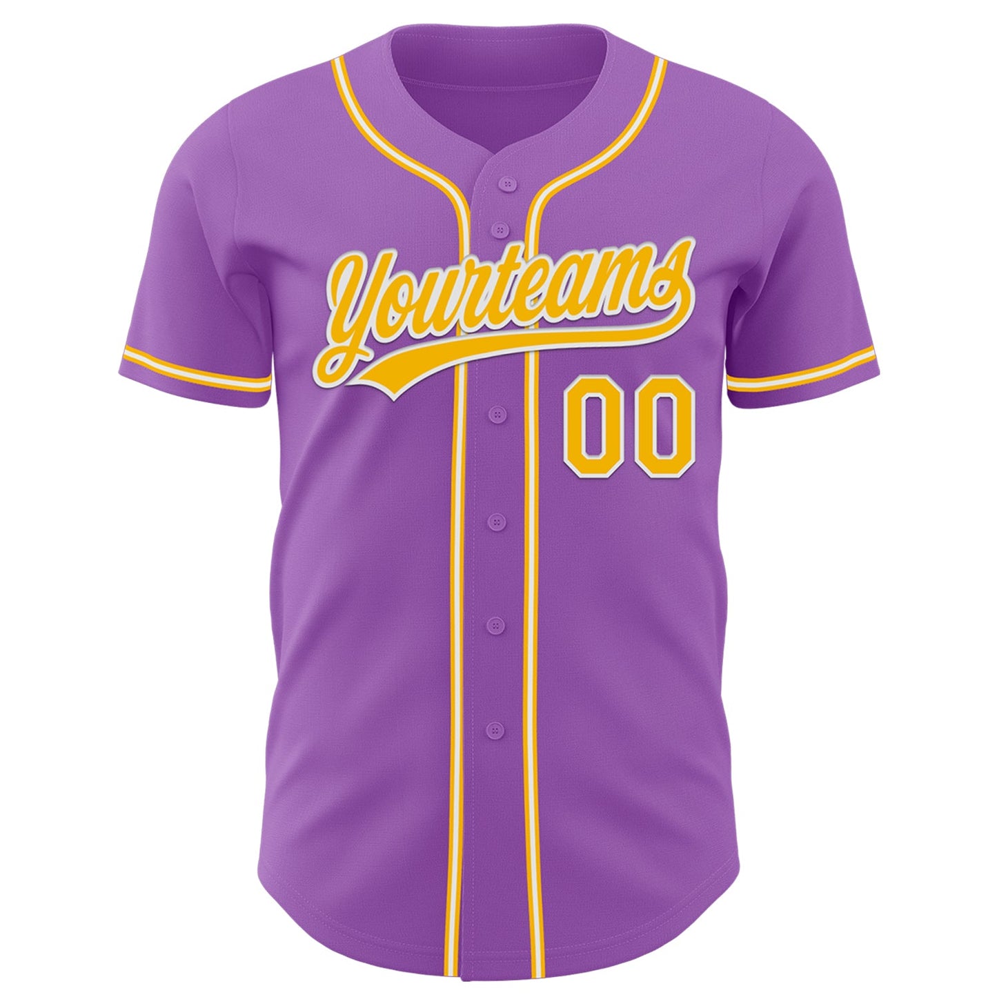 Custom Medium Purple Gold-White Authentic Baseball Jersey view 2