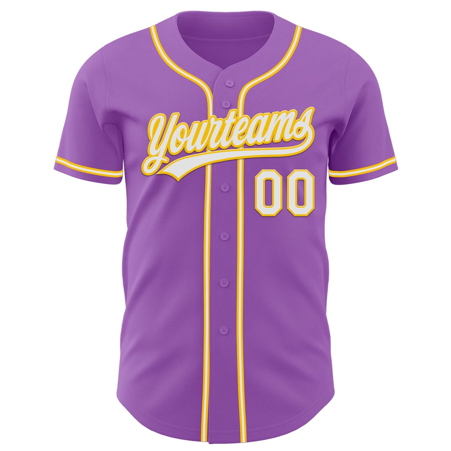 Custom Medium Purple White-Yellow Authentic Baseball Jersey view 2