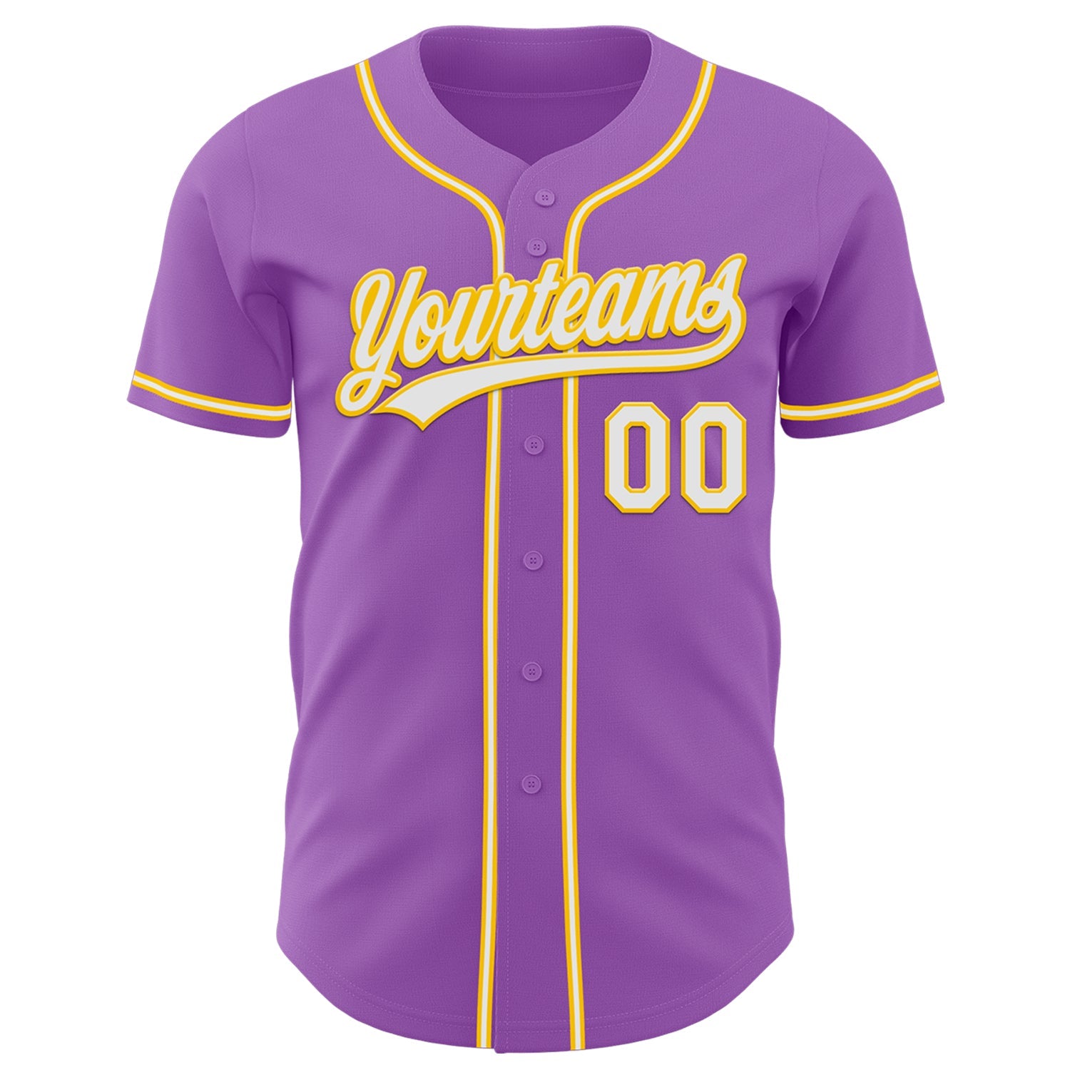 Custom Medium Purple White-Yellow Authentic Baseball Jersey view 2
