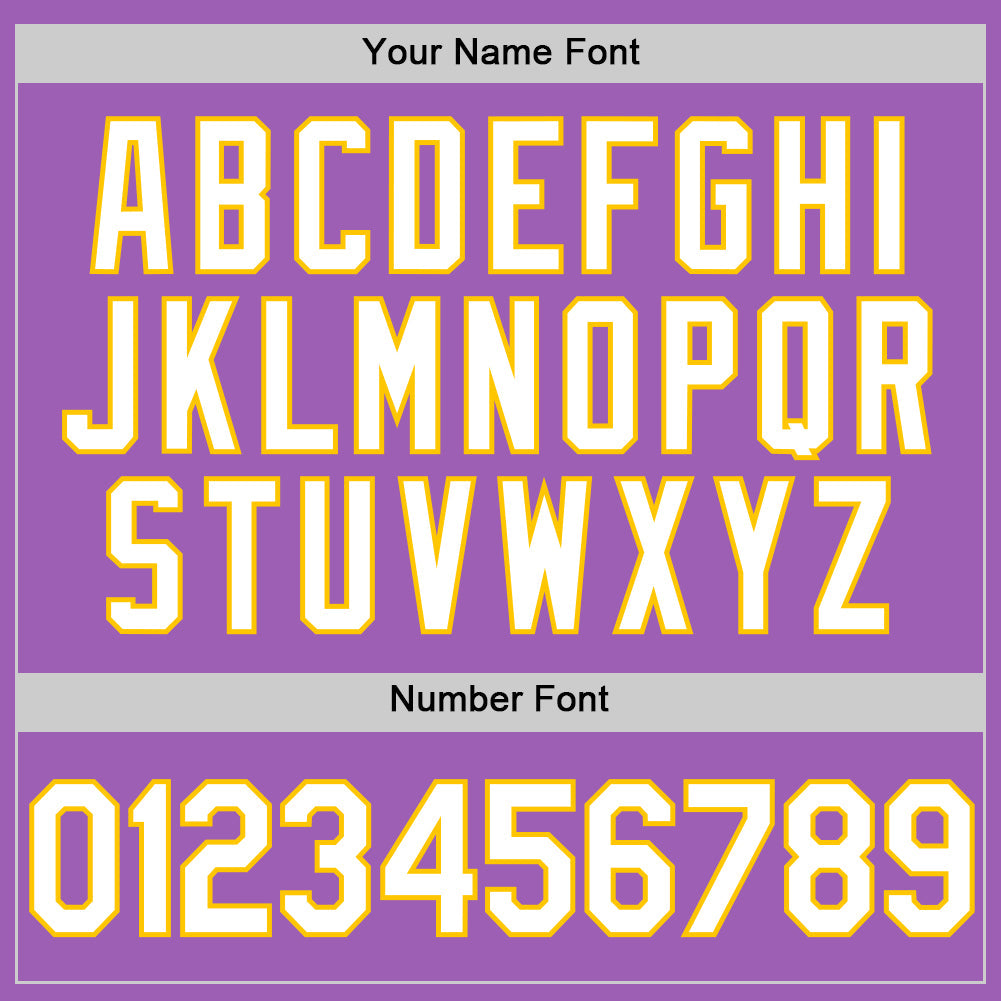 Custom Medium Purple White-Yellow Authentic Baseball Jersey view 5