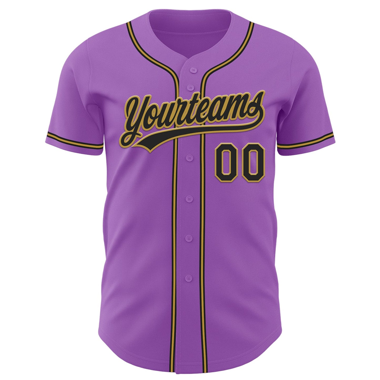 Custom Medium Purple Black-Old Gold Authentic Baseball Jersey view 2