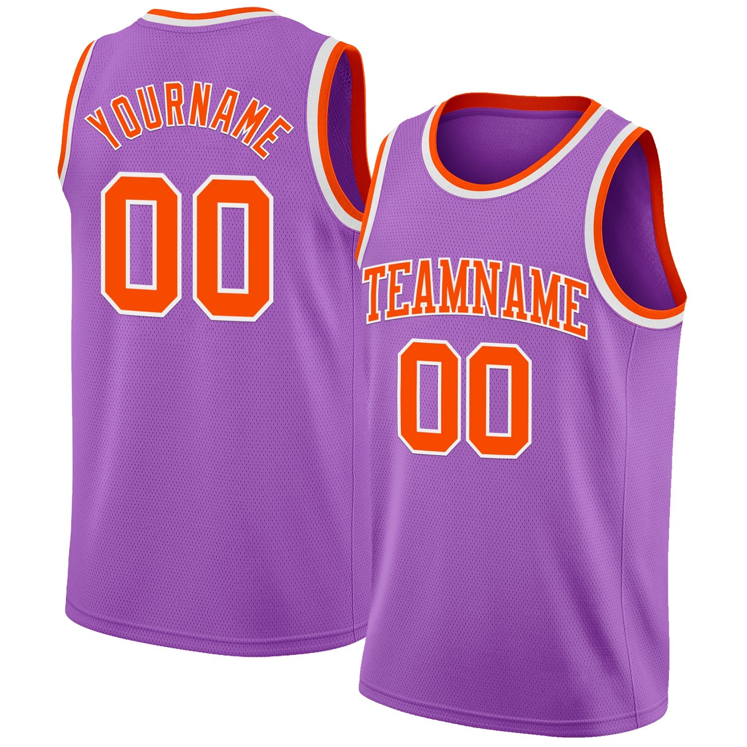 Custom Medium Purple Orange-White Authentic Basketball Jersey - Main View