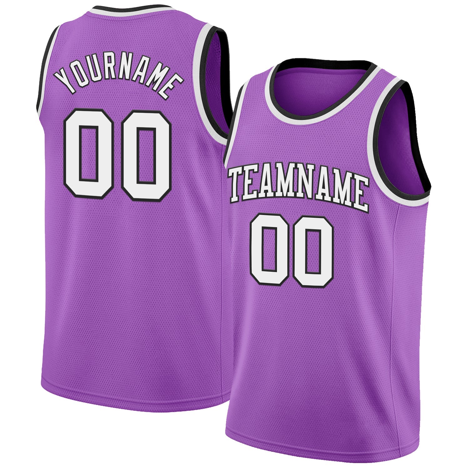 Custom Medium Purple White-Black Authentic Basketball Jersey - Main View