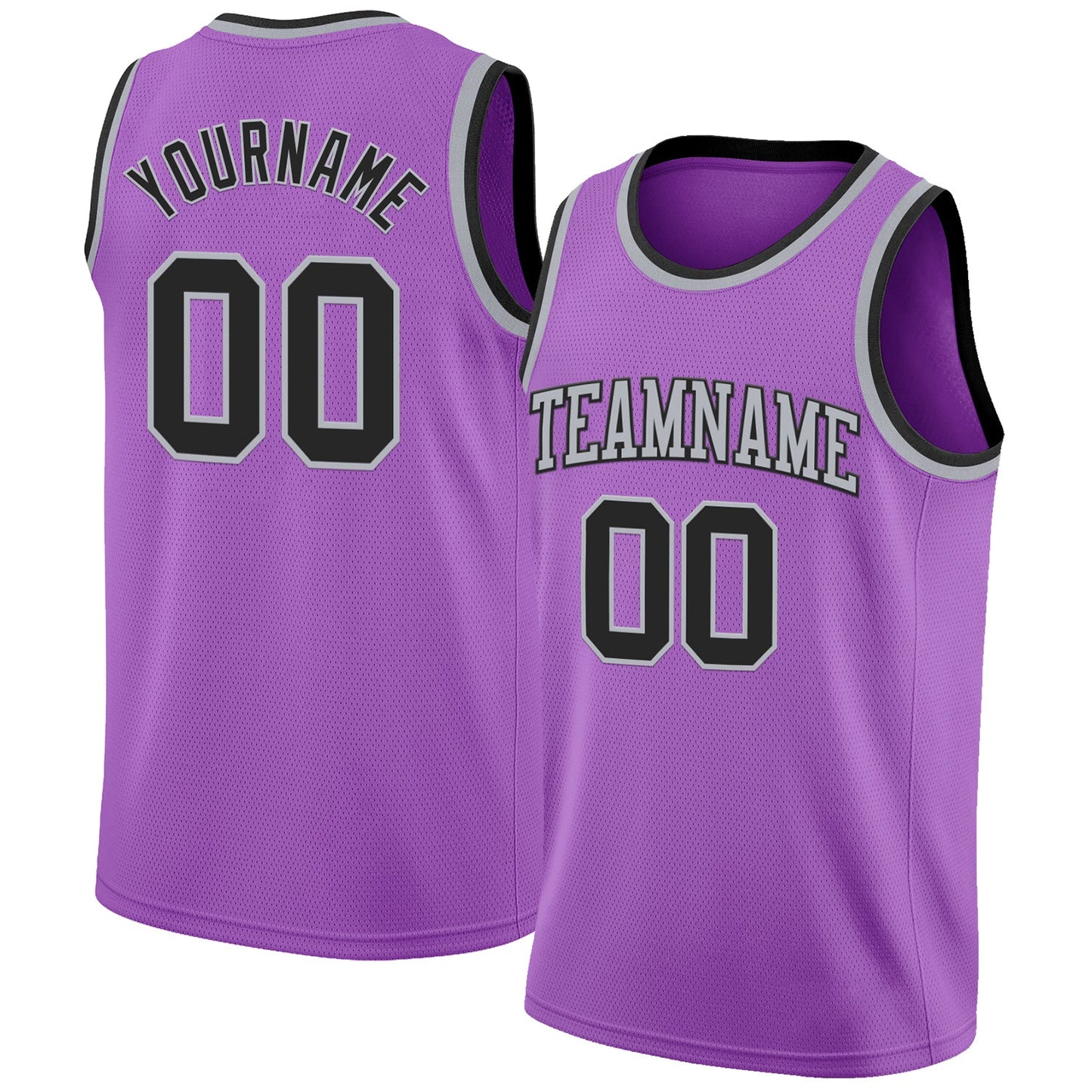 Custom Medium Purple Black-Gray Authentic Basketball Jersey - Main View