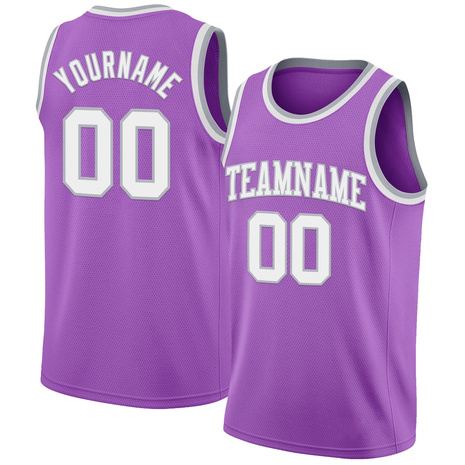 Custom Medium Purple White-Gray Authentic Basketball Jersey - Main View