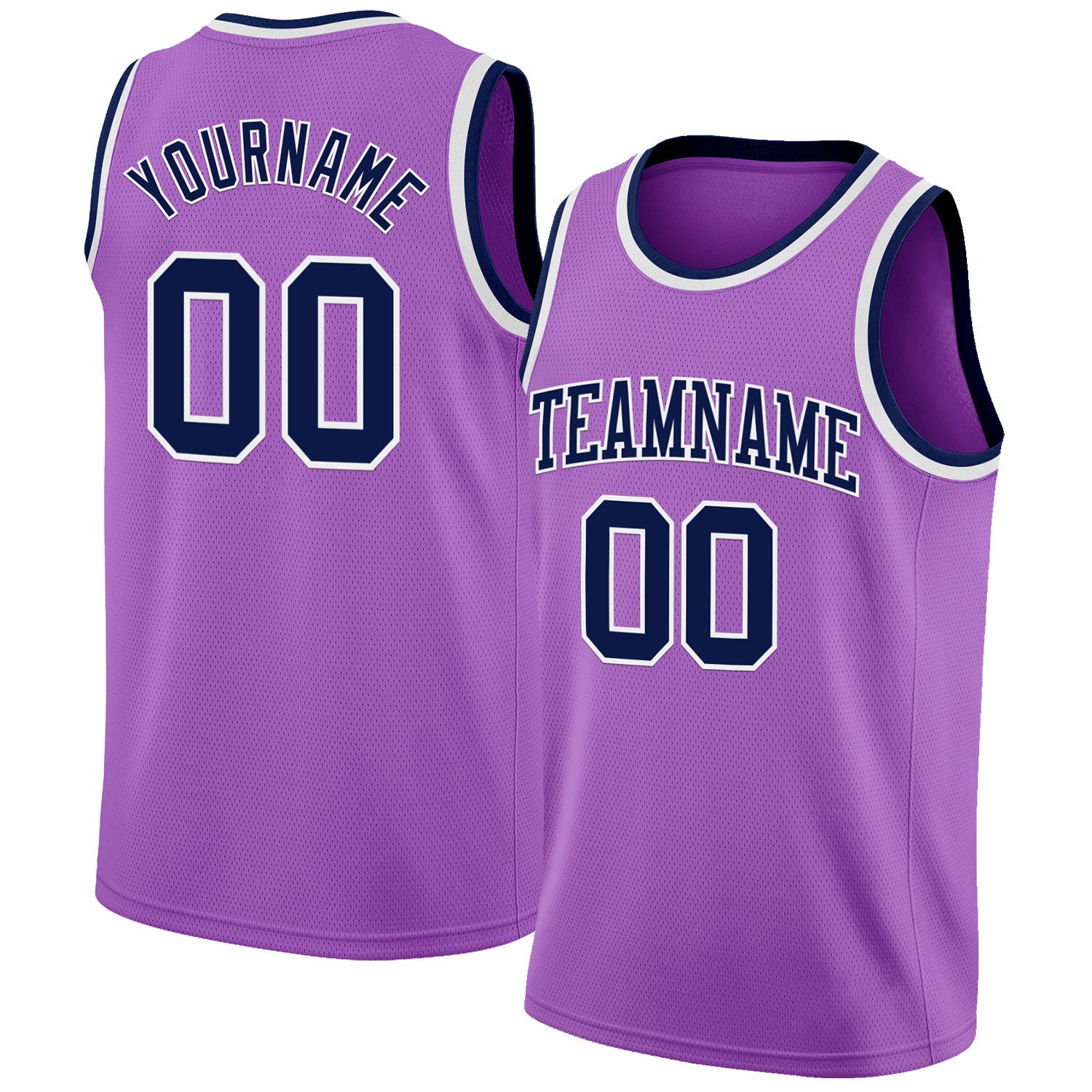 Custom Medium Purple Navy-White Authentic Basketball Jersey - Main View