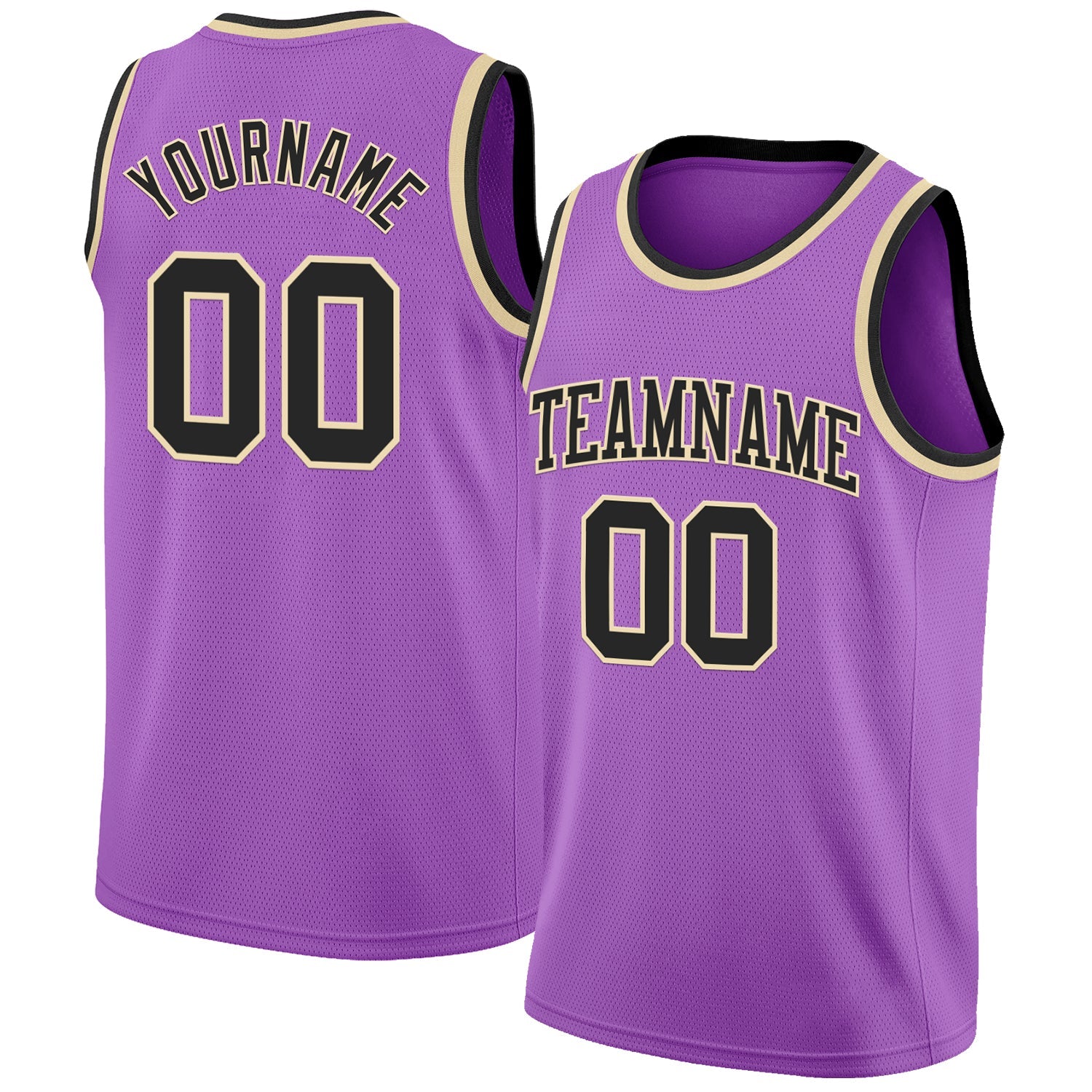 Custom Medium Purple Black-Cream Authentic Basketball Jersey - Main View