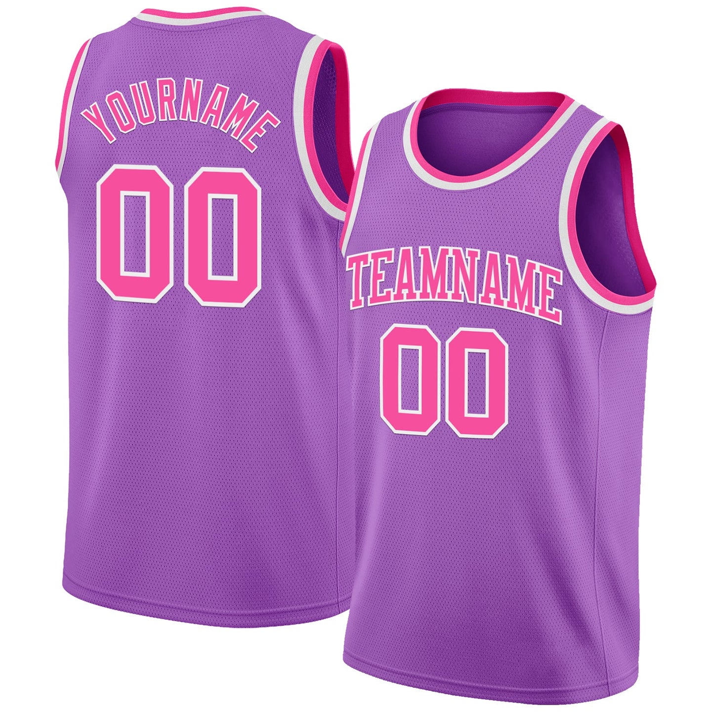 Custom Medium Purple Pink-White Authentic Basketball Jersey - Main View