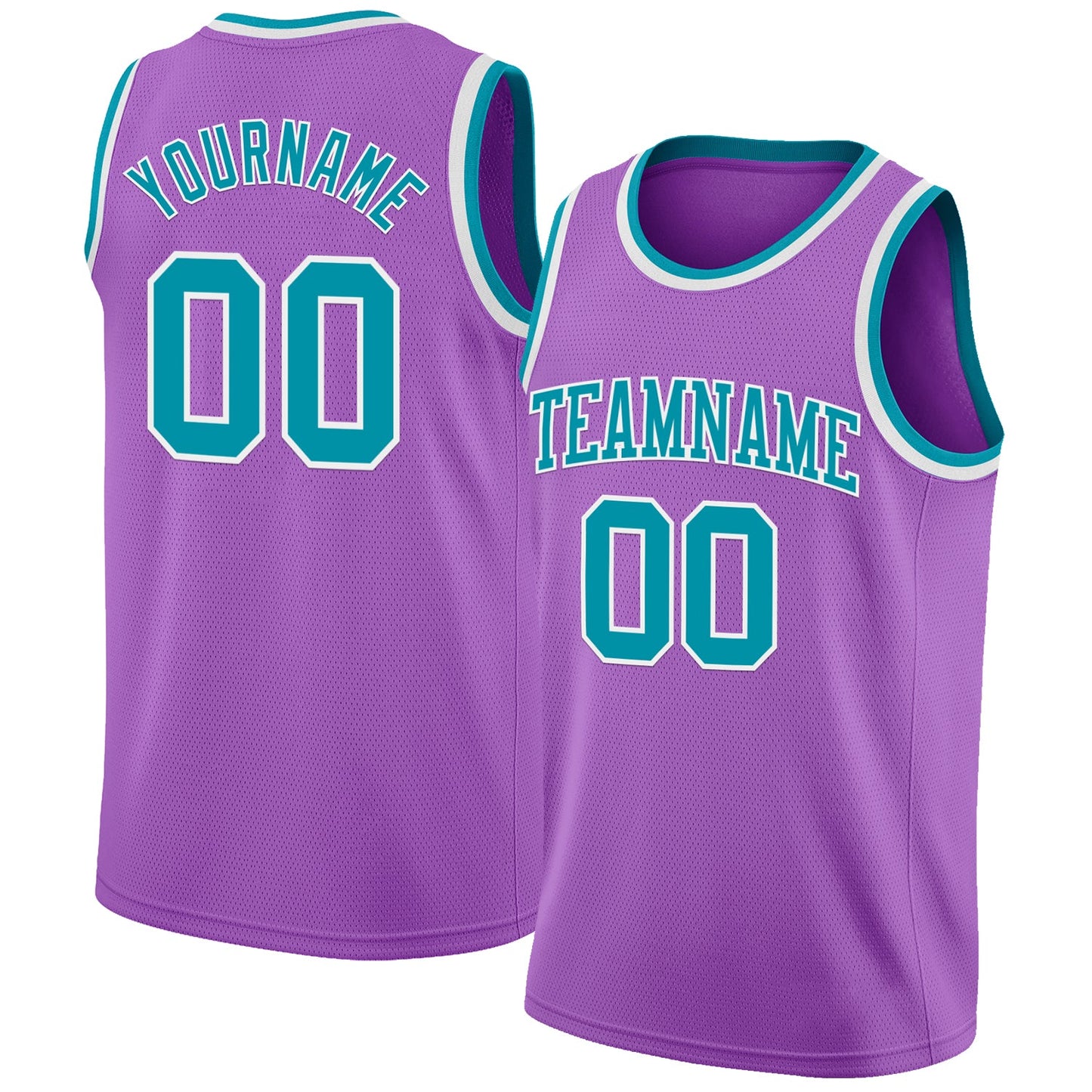 Custom Medium Purple Teal-White Authentic Basketball Jersey - Main View