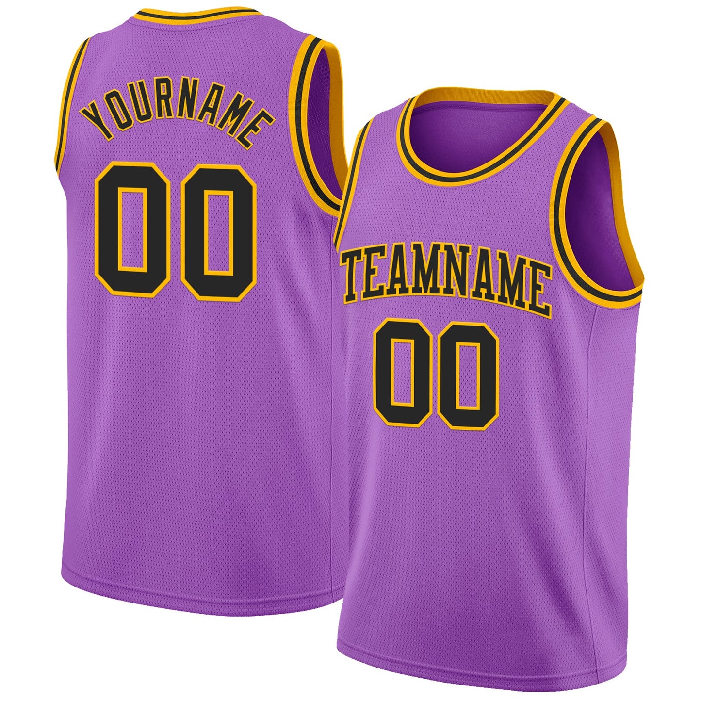 Custom Medium Purple Black-Gold Authentic Basketball Jersey - Main View